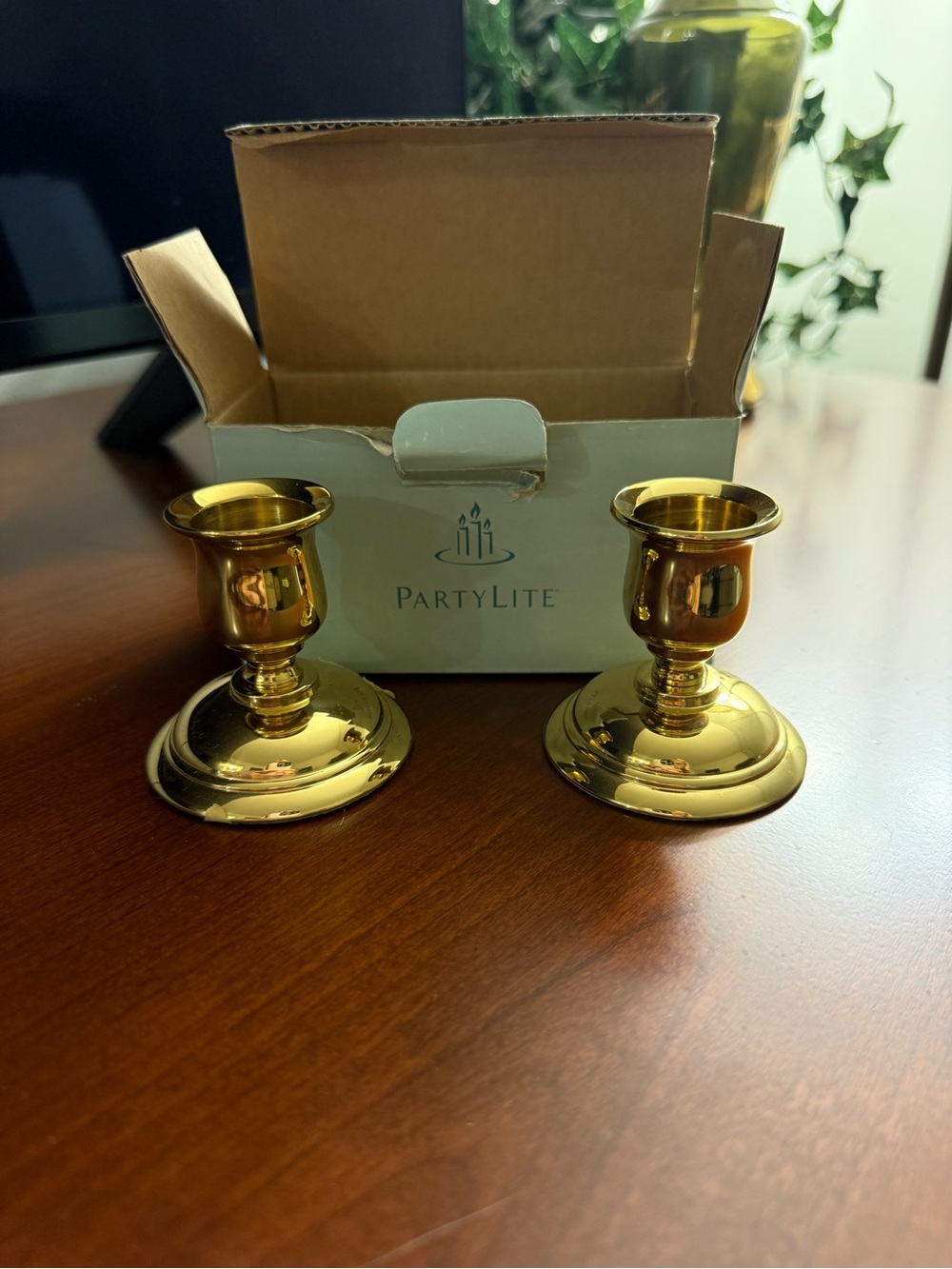 PartyLite Gold Taper Candle Holders - Pair